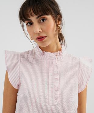 Blouse à motif avec fronces et volants femme vue2 - GEMO(FEMME PAP) - GEMO