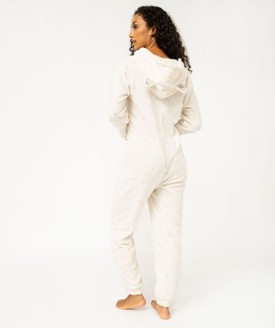 Combinaison pyjama à capuche en maille peluche femme vue3 - GEMO(HOMWR FEM) - GEMO
