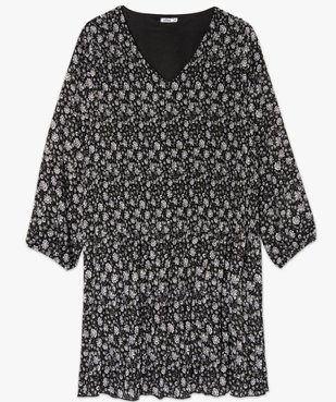 Robe femme plissée à fleurs et col V vue4 - GEMO (G TAILLE) - GEMO