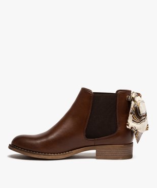 Boots femme style chelsea à talon plat et nœud foulard vue3 - GEMO (CASUAL) - GEMO