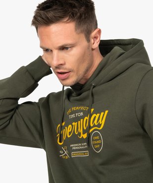 Sweat homme à capuche imprimé et molletonné vue2 - GEMO (HOMME) - GEMO