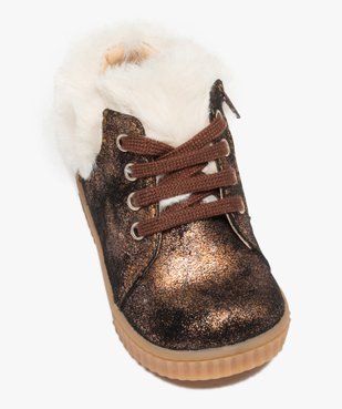 Baskets bébé fille mid-cut en cuir métallisé et col fourré – NA! vue5 - NA! - GEMO