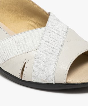 Sandales femme confort en cuir à talon compensé vue6 - GEMO (CONFORT) - GEMO