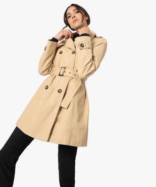 Trench court femme avec ceinture vue1 - GEMO(FEMME PAP) - GEMO