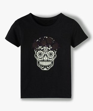 Tee-shirt fille motif calavera phosphorescent vue2 - GEMO (JUNIOR) - GEMO