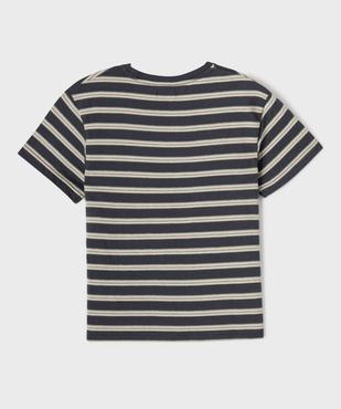Tee-shirt manches courtes à rayures brodées garçon vue3 - GEMO (ENFANT) - GEMO