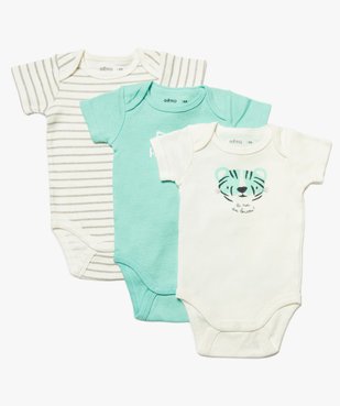 Body bébé garçon à manches courtes 100% coton biologique (lot de 3) vue1 - GEMO C4G BEBE - GEMO