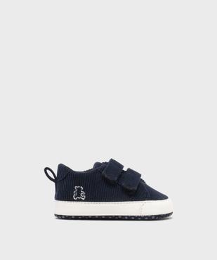 Chaussons de naissance en velours côtelé à scratch - LuluCastagnette vue1 - LULUCASTAGNETTE - GEMO