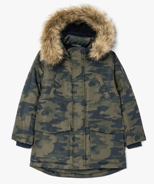Parka garçon déperlante et multipoche à doublure chaude imprimé camouflage vue1 - GEMO (ENFANT) - GEMO