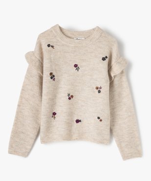 Pull fille avec motifs fleuris brodés sur l’avant vue1 - GEMO (ENFANT) - GEMO