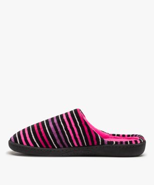Chaussons femme mules rayées en velours - Isotoner vue3 - ISOTONER - GEMO