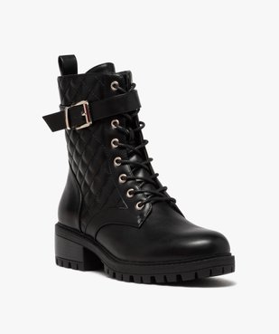 Boots femme unies à semelle crantée et tige matelassée vue2 - GEMO (CASUAL) - GEMO