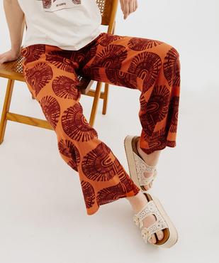 Pantalon large en viscose froissée femme vue2 - GEMO 4G FEMME - GEMO