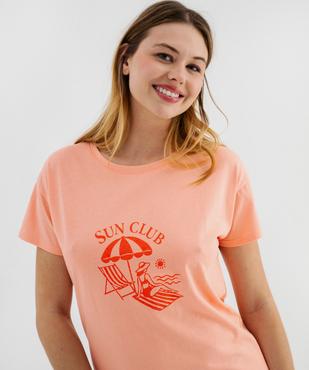 Chemise de nuit manches courtes en jersey de coton femme vue4 - GEMO 4G FEMME - GEMO