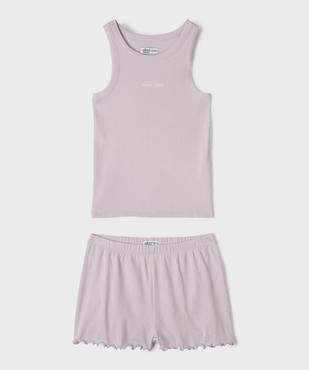 Pyjashort en maille côtelée extensible fille vue1 - GEMO 4G FILLE - GEMO