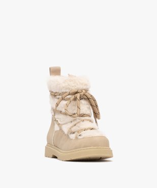 Bottines fille fourrées style montagne au dessus duveteux vue3 - LOVELY WINGS GEMO FOR GOOD - GEMO