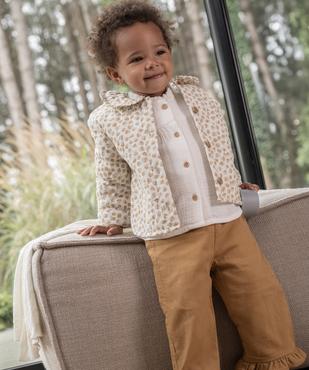 Pantalon en coton avec finitions volantées bébé fille vue5 - GEMO 4G BEBE - GEMO