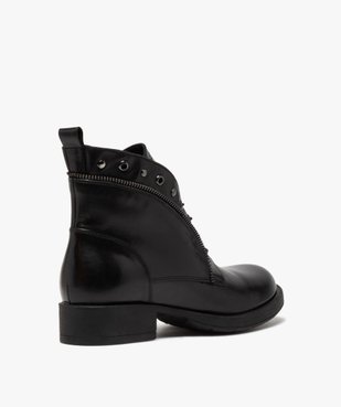 Boots femme unies à talon plat style godillots dessus cuir vue4 - GEMO (CASUAL) - GEMO