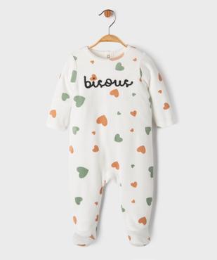 Pyjama en velours à pont-dos et cœurs bébé vue1 - GEMO 4G BEBE - GEMO