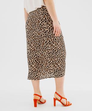 Jupe longue portefeuille en viscose imprimé léopard femme grande taille vue3 - GEMO (G TAILLE) - GEMO
