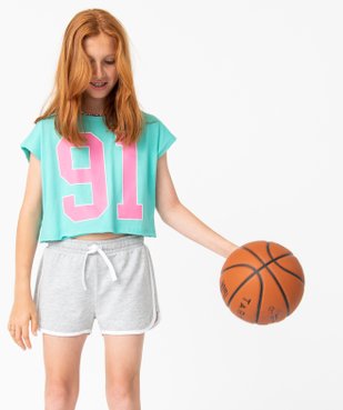 Short fille en maille look sportswear à taille élastiquée vue5 - GEMO (JUNIOR) - GEMO