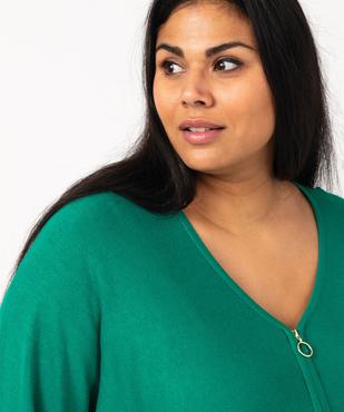 Pull col V zippé avec manches chauve-souris femme grande taille vue2 - GEMO 4G GT - GEMO