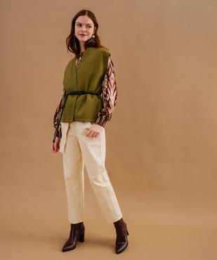 Pantalon mom à taille paper bag élastiquée femme vue5 - GEMO(FEMME PAP) - GEMO