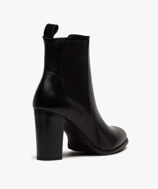 Boots femme à talon dessus style chelsea en cuir uni vue4 - Nikesneakers(URBAIN) - Nikesneakers