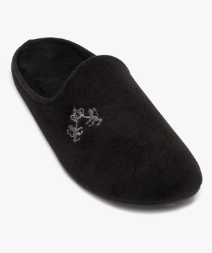 Chaussons homme en forme de slippers unis avec broderie vue5 - GEMO(HOMWR HOM) - GEMO