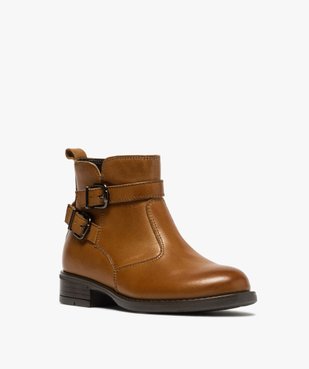 Boots fille unis dessus cuir à fermeture zippée vue2 - GEMO (ENFANT) - GEMO