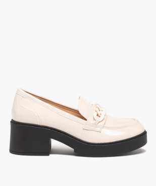Mocassins femme vernis à talon large et semelle épaisse vue1 - GEMO(URBAIN) - GEMO