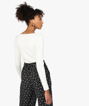 Pull femme en maille côtelée avec col carré vue3 - GEMO(FEMME PAP) - GEMO