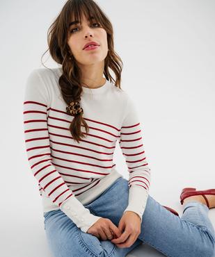 Pull fin en viscose à rayures femme vue4 - GEMO 4G FEMME - GEMO