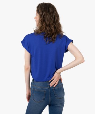Tee-shirt femme à manches courtes et col V noué dans le bas vue3 - GEMO(FEMME PAP) - GEMO