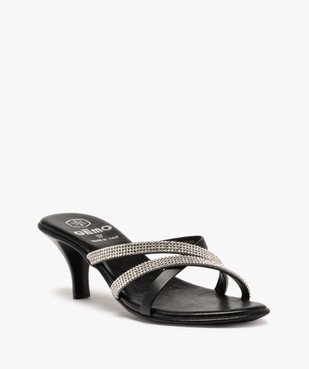 Mules femme à talon et fines brides strass vue2 - Nikesneakers(URBAIN) - Nikesneakers