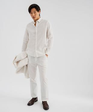 Chemise à manches longues en lin et coton coupe regular homme vue4 - GEMO 4G HOMME - GEMO