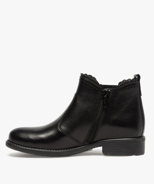 Boots fille style chelsea dessus cuir uni à bords dentelés vue3 - GEMO (ENFANT) - GEMO
