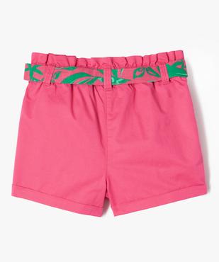 Short en toile taille haute avec ceinture à nouer fille vue4 - GEMO (ENFANT) - GEMO