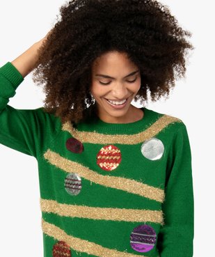 Pull de Noël femme à motifs guirlandes et boules décoratives vue2 - GEMO(FEMME PAP) - GEMO