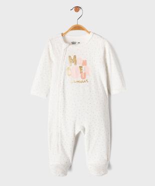 Pyjama en velours à motifs pailletés fermeture zippée devant bébé fille vue1 - GEMO 4G BEBE - GEMO