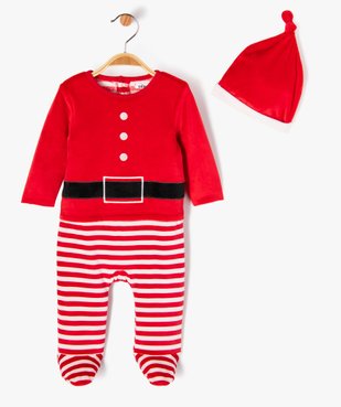 Pyjama de Noël velours avec bonnet bébé vue2 - GEMO(BEBE DEBT) - GEMO