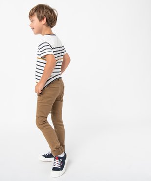 Pantalon garçon en toile extensible avec ceinture - LuluCastagnette vue1 - LULUCASTAGNETTE - GEMO