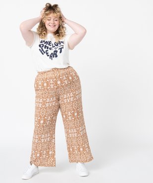 Pantalon femme grande taille imprimé coupe large vue5 - GEMO (G TAILLE) - GEMO