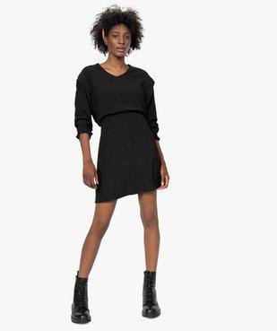 Robe femme à manches longues en maille texturée vue1 - GEMO(FEMME PAP) - GEMO