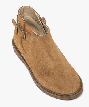 Boots fille style chelsea dessus cuir retourné motif étoiles vue5 - GEMO (ENFANT) - GEMO