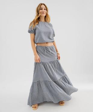 Jupe longue et ample à carreaux vichy femme vue4 - GEMO(FEMME PAP) - GEMO