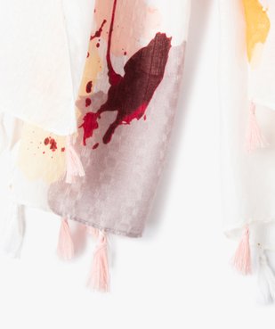 Foulard femme à motifs fleuris multicolores et finitions pompons vue2 - GEMO (ACCESS) - GEMO