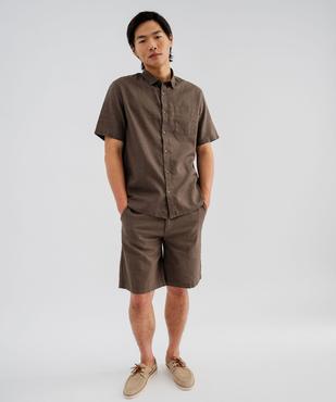 Bermuda en lin et coton coupe regular homme vue4 - GEMO 4G HOMME - GEMO