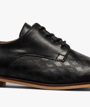 Derbies femme à talon plat et tige perforée vue6 - GEMO (CASUAL) - GEMO