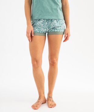 Short de pyjama en maille fluide avec bas en dentelle femme vue1 - GEMO 4G FEMME - GEMO